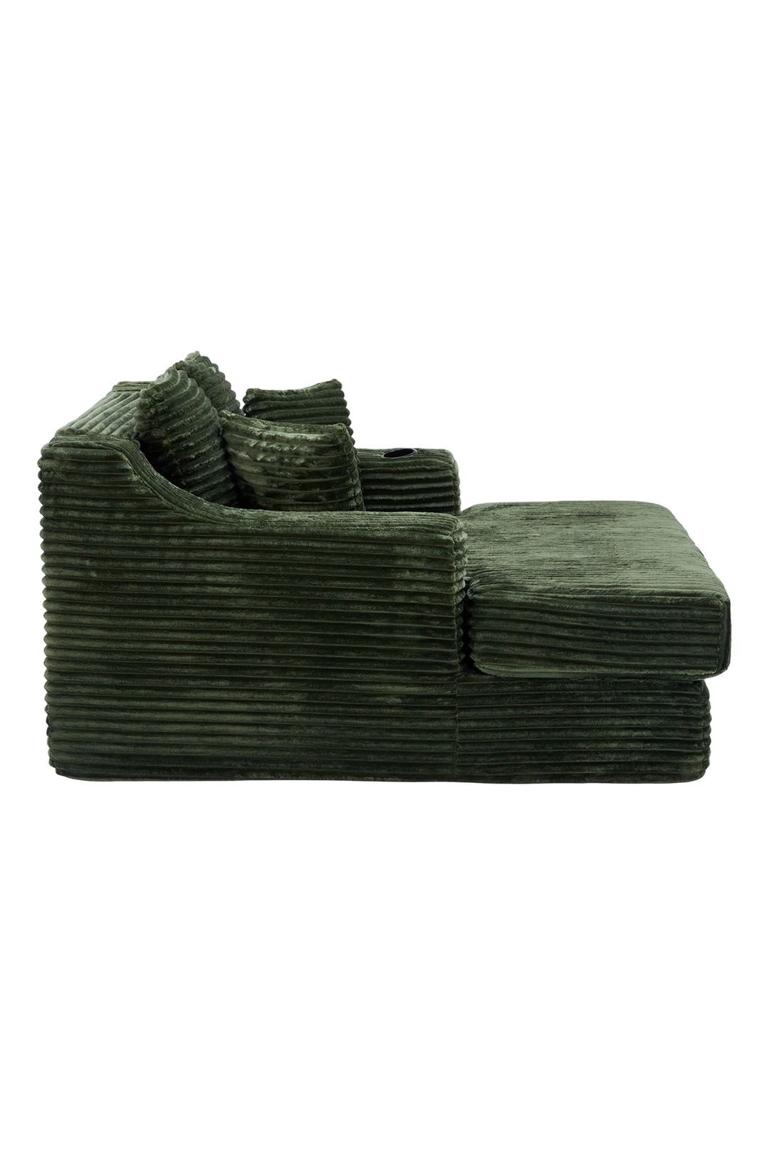 Living and Home Unisex Corduroy Chaise Lounge Sofa Bed in Green