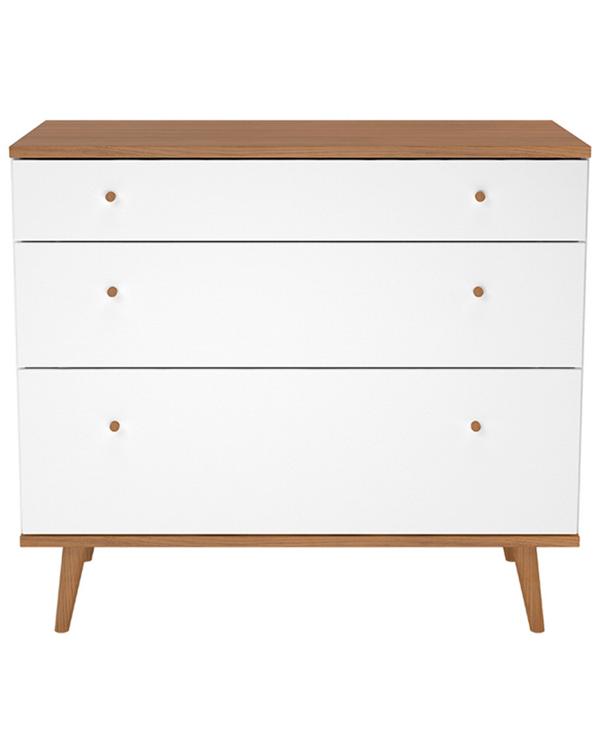 Midtown Concept Mid-Century 3 Drawer Dresser White Tuscan