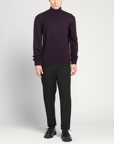 Man Turtleneck Plum Size 38 Merino Wool