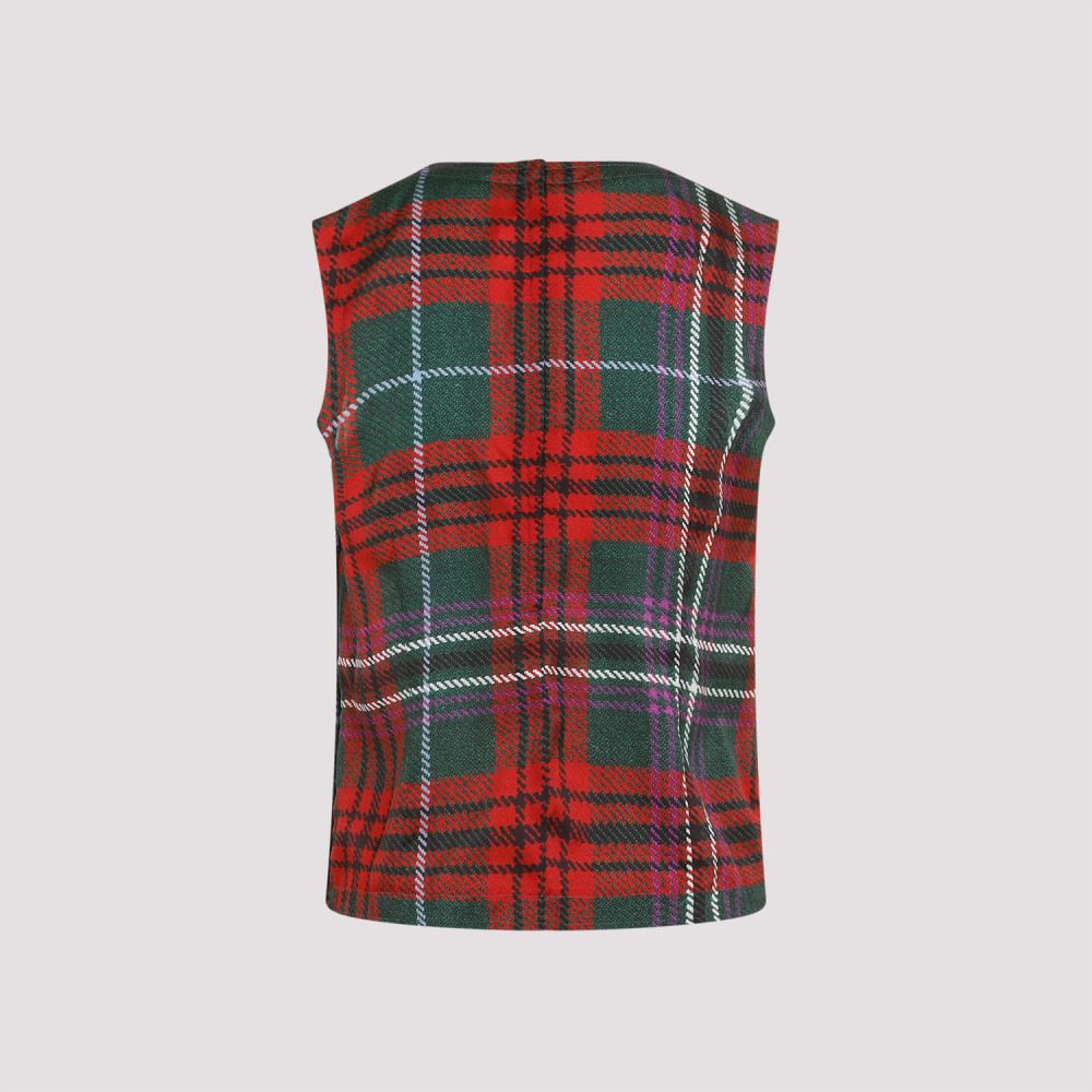 Multicolor Tartan Pleated Top