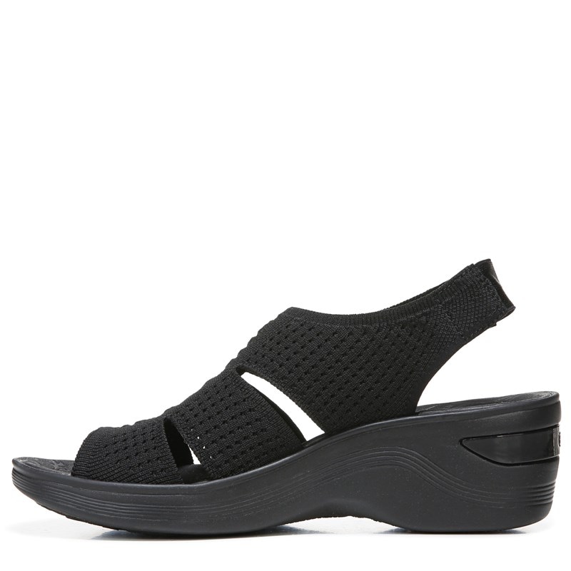 Women's Double Up Slingback Wedge Sandals (Black Knit)