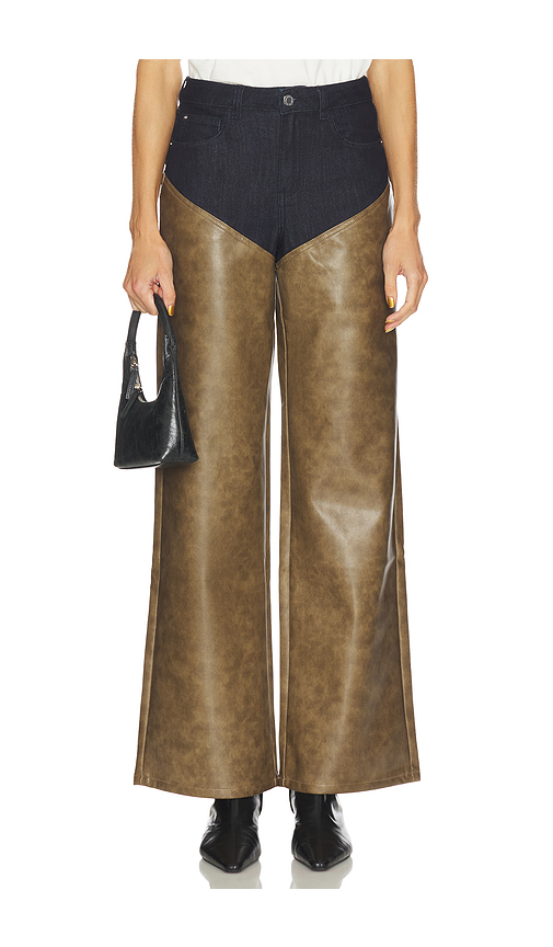 WeWoreWhat High Rise Straight Leg Two Toned in Raw Wash & Dark Brown. 32 also , 24, 25, 26, 27, 28, 29