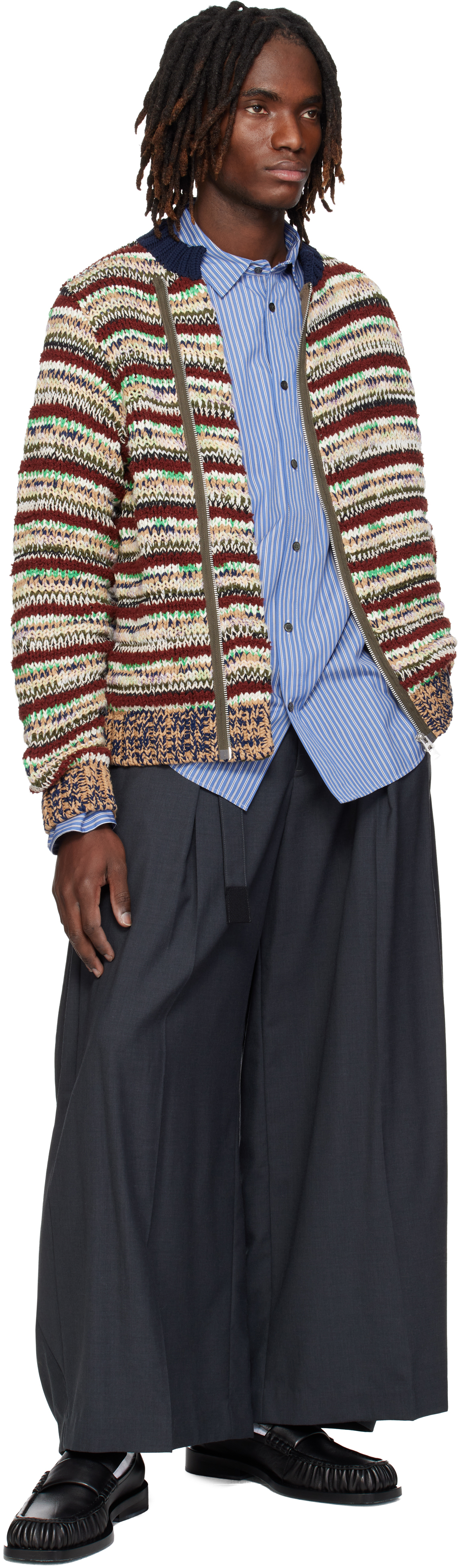 Multicolor Mix Knit Blouson Cardigan