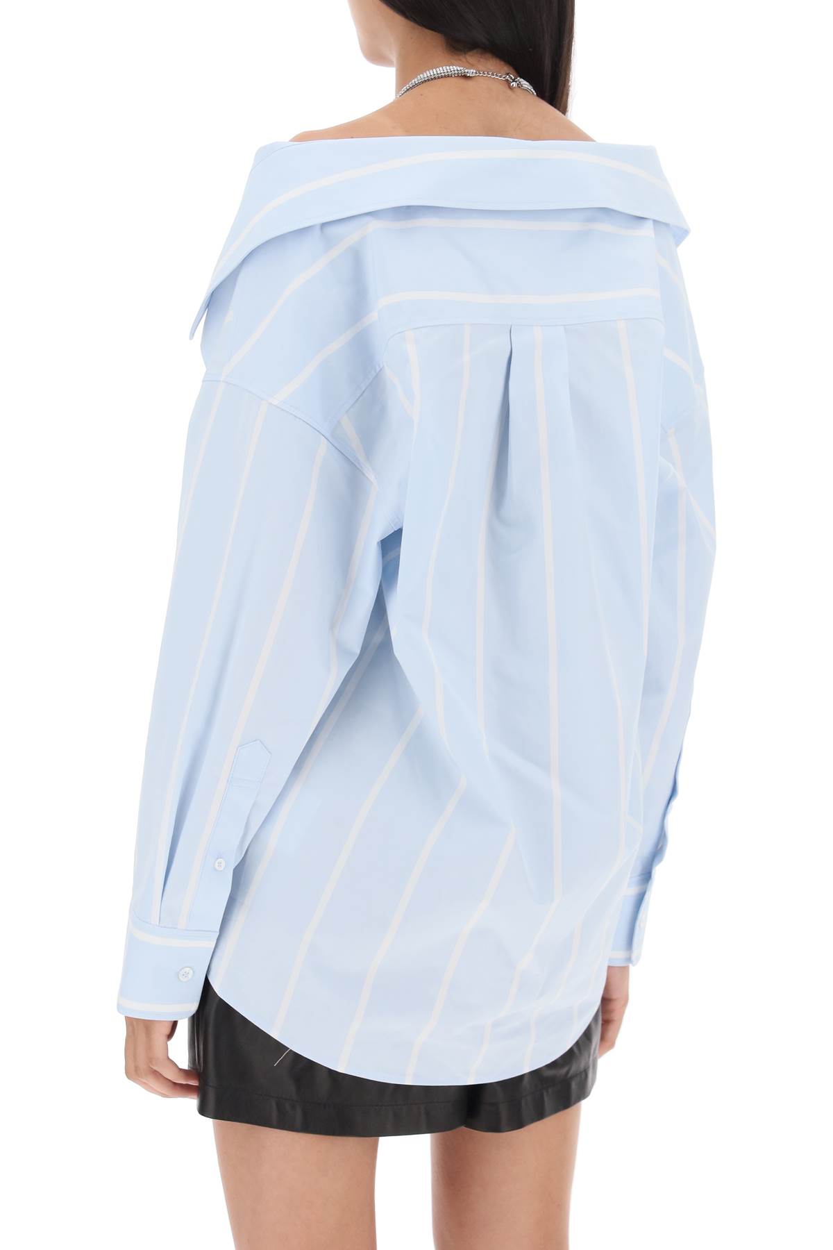 Crystal-embellished striped cotton shirt - Blue