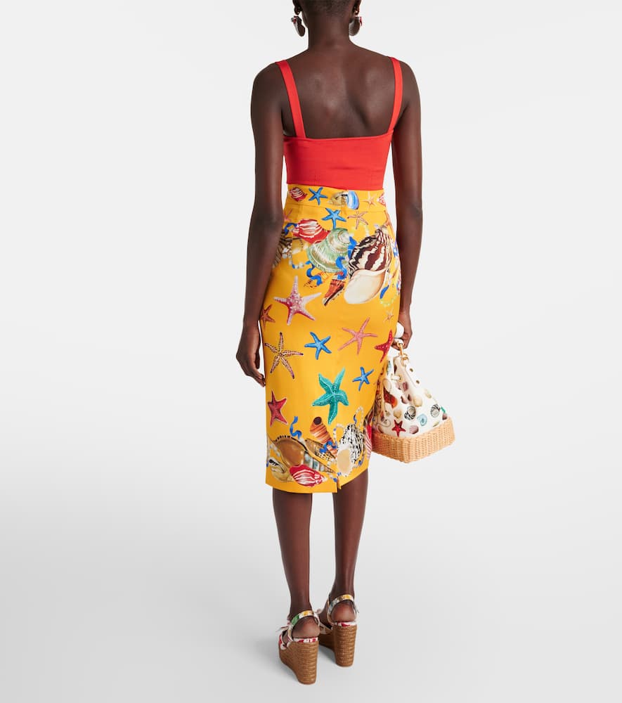 Capri printed silk-blend midi skirt