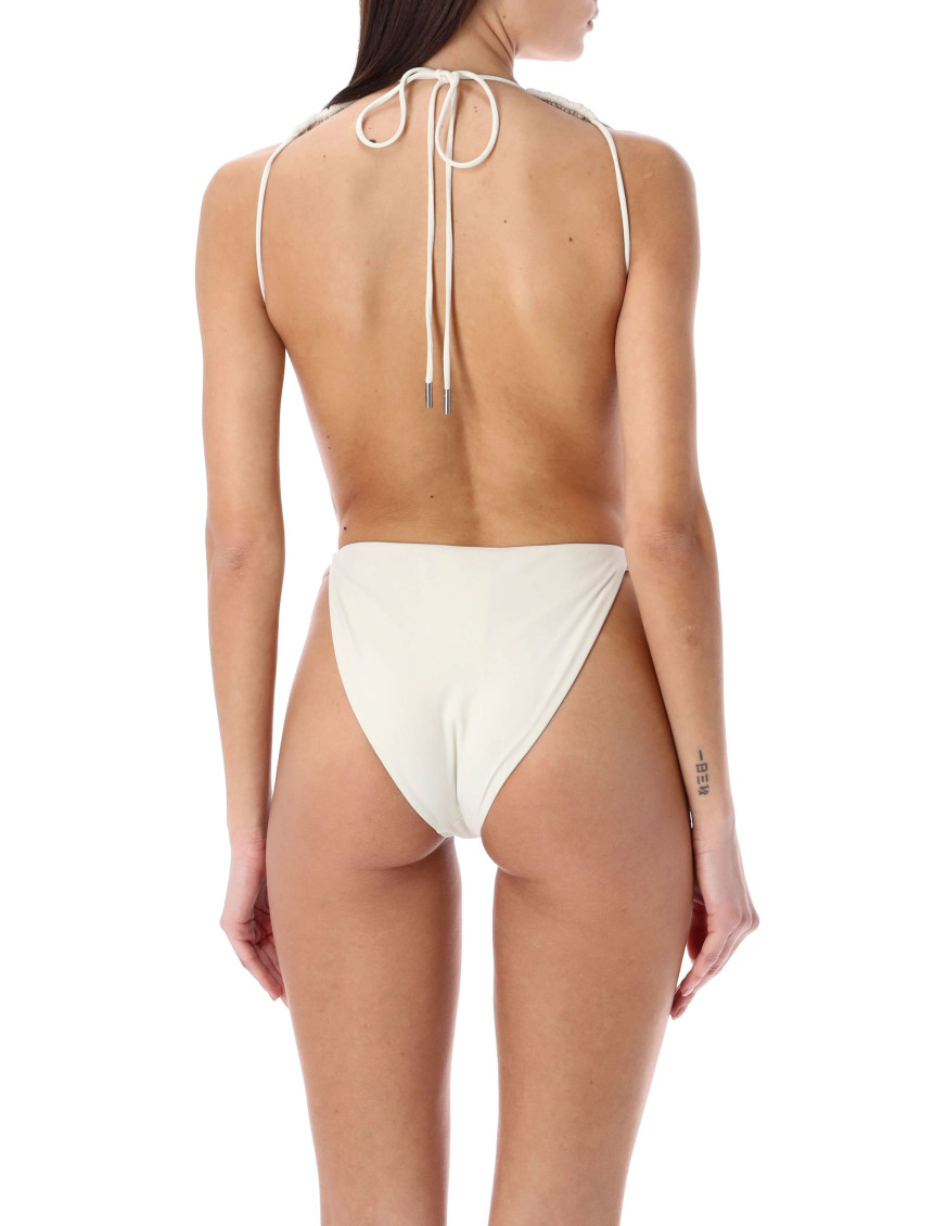 Backless V-halter Swimsuit