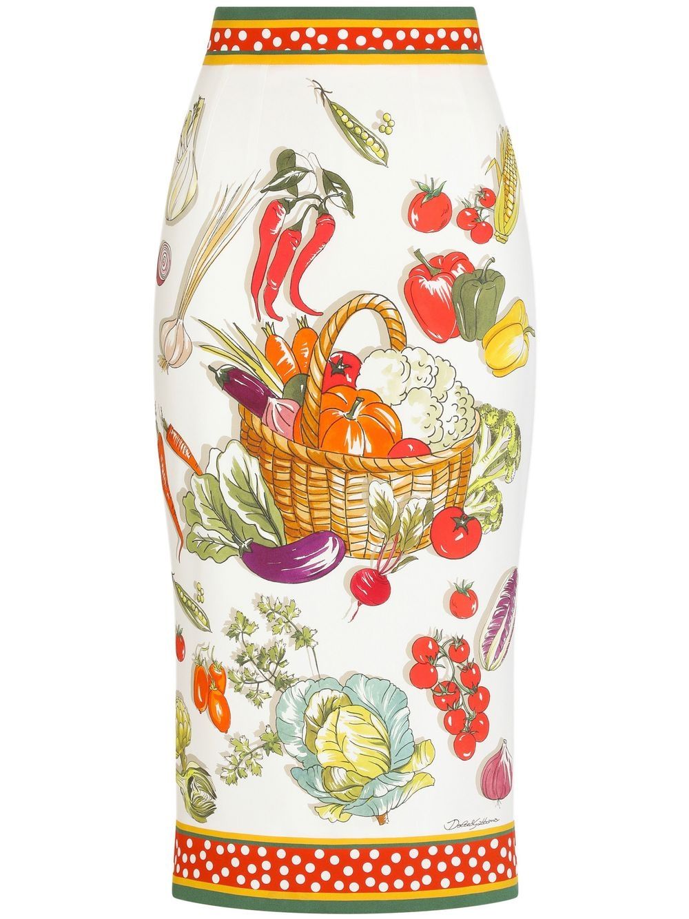 Vegetable-print pencil skirt - White