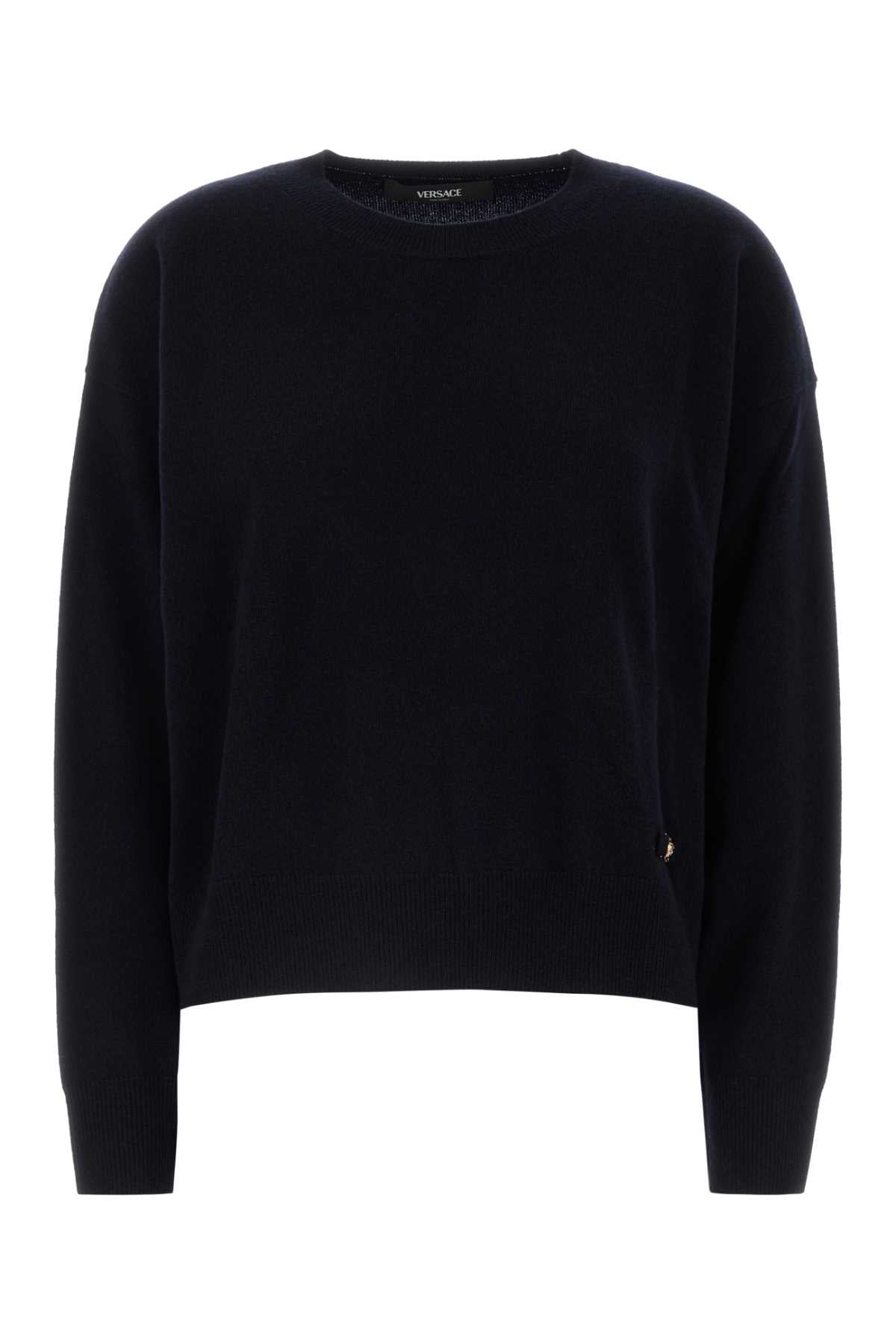 Virgin Wool & Cashmere Crewneck Sweater — Black
