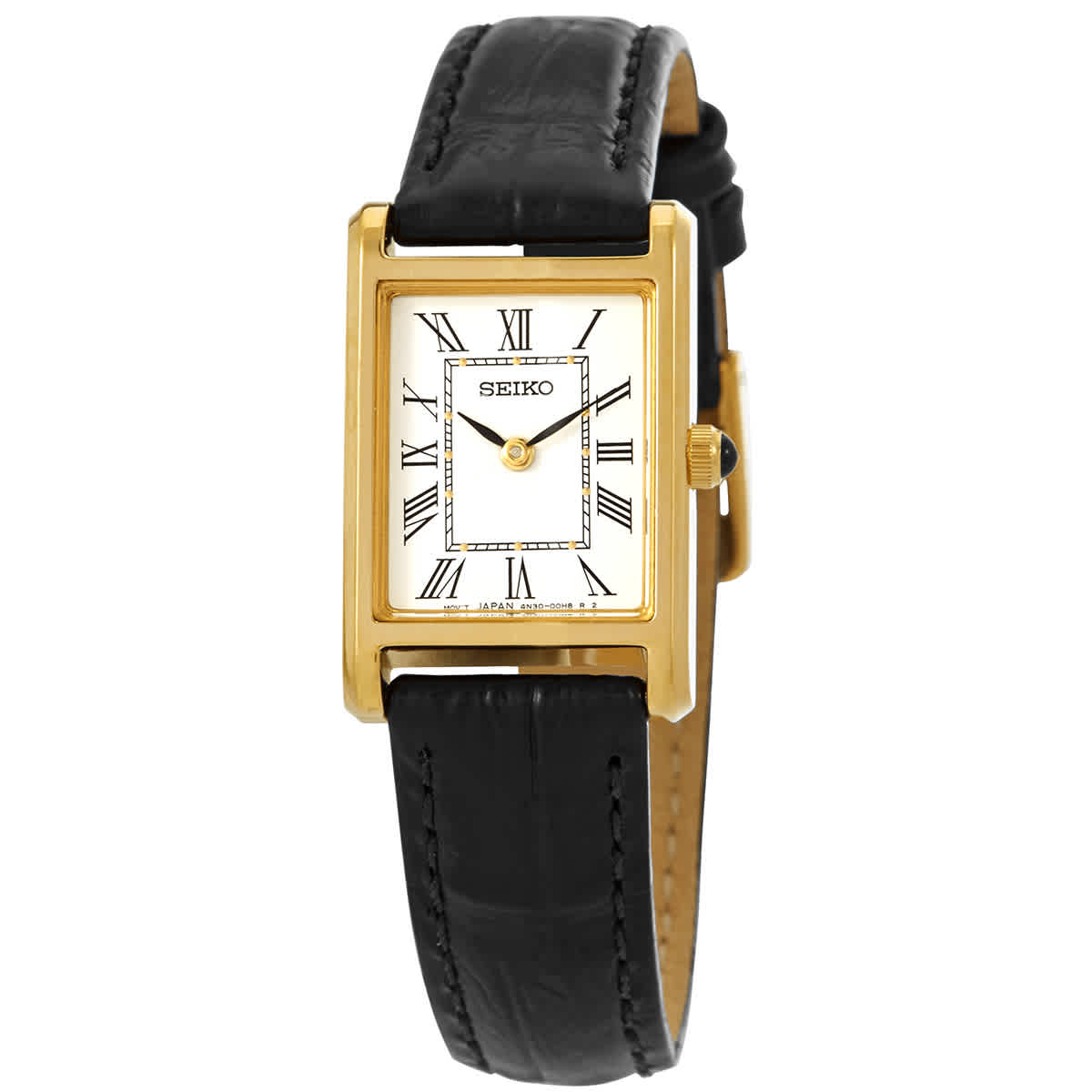 Quartz White Dial Black Leather Ladies Watch SWR054