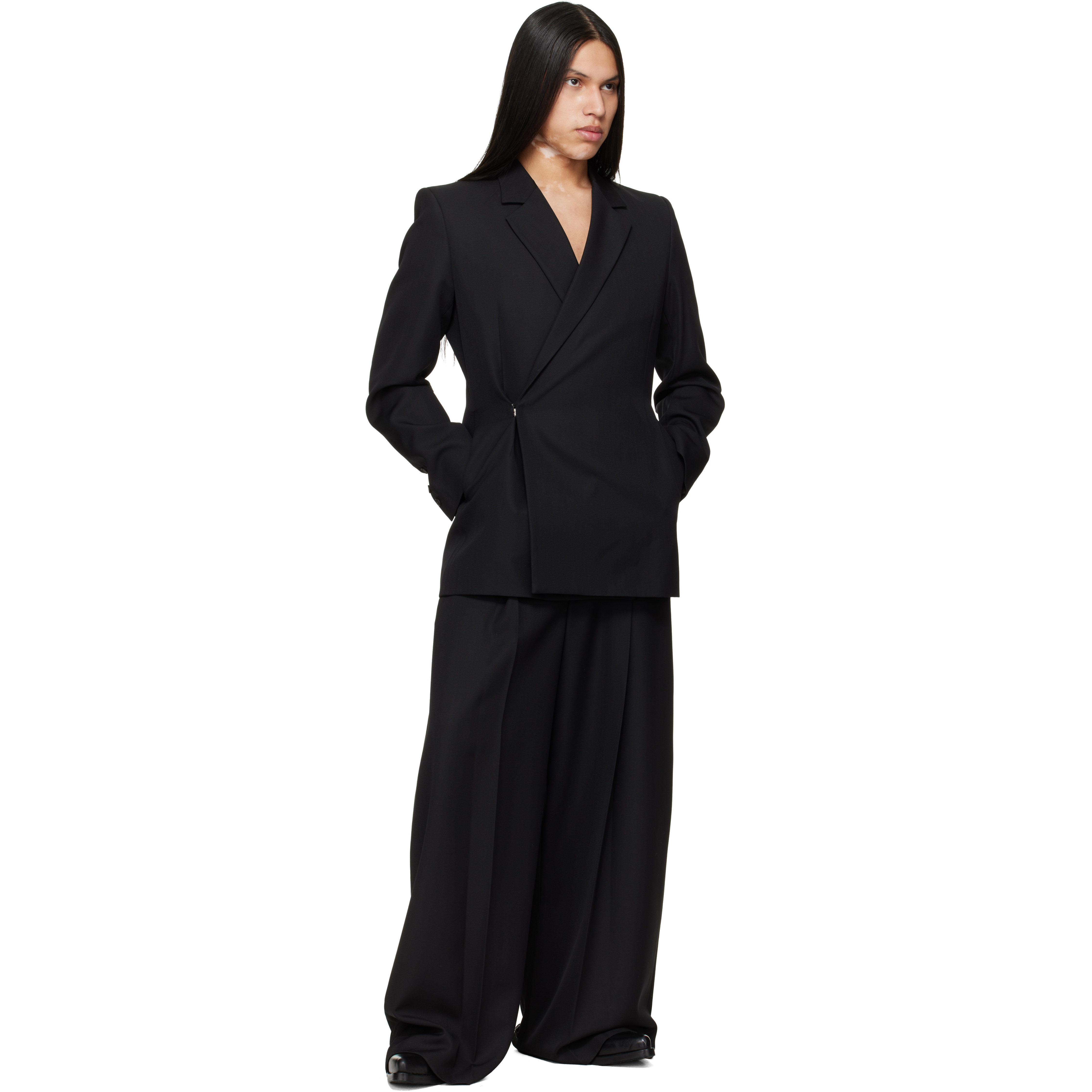 Black Fluid Tailored Wide Leg Trousers