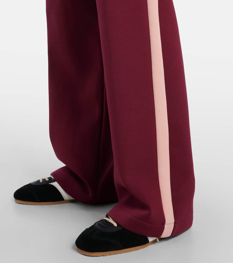 High-rise cotton-blend wide-leg pants