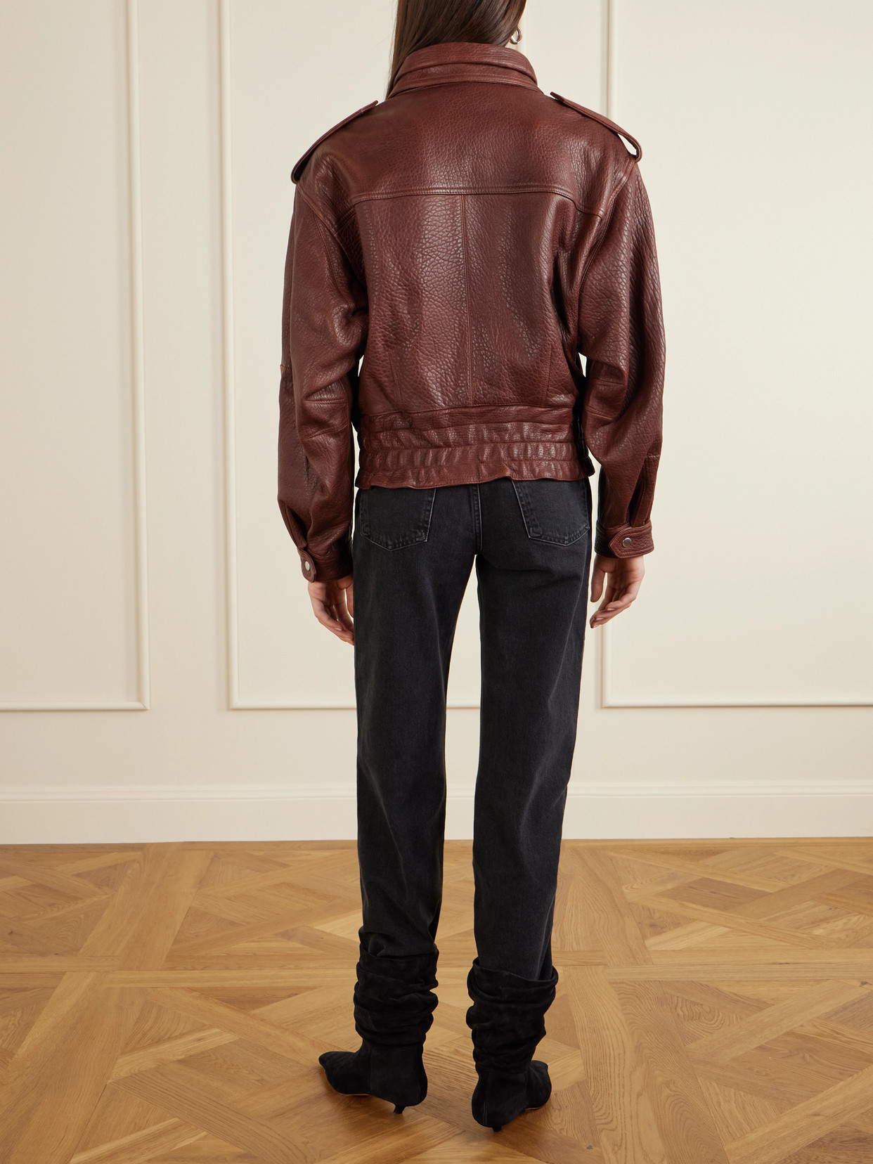 Aneli Layered Textured-leather Jacket - FR 34