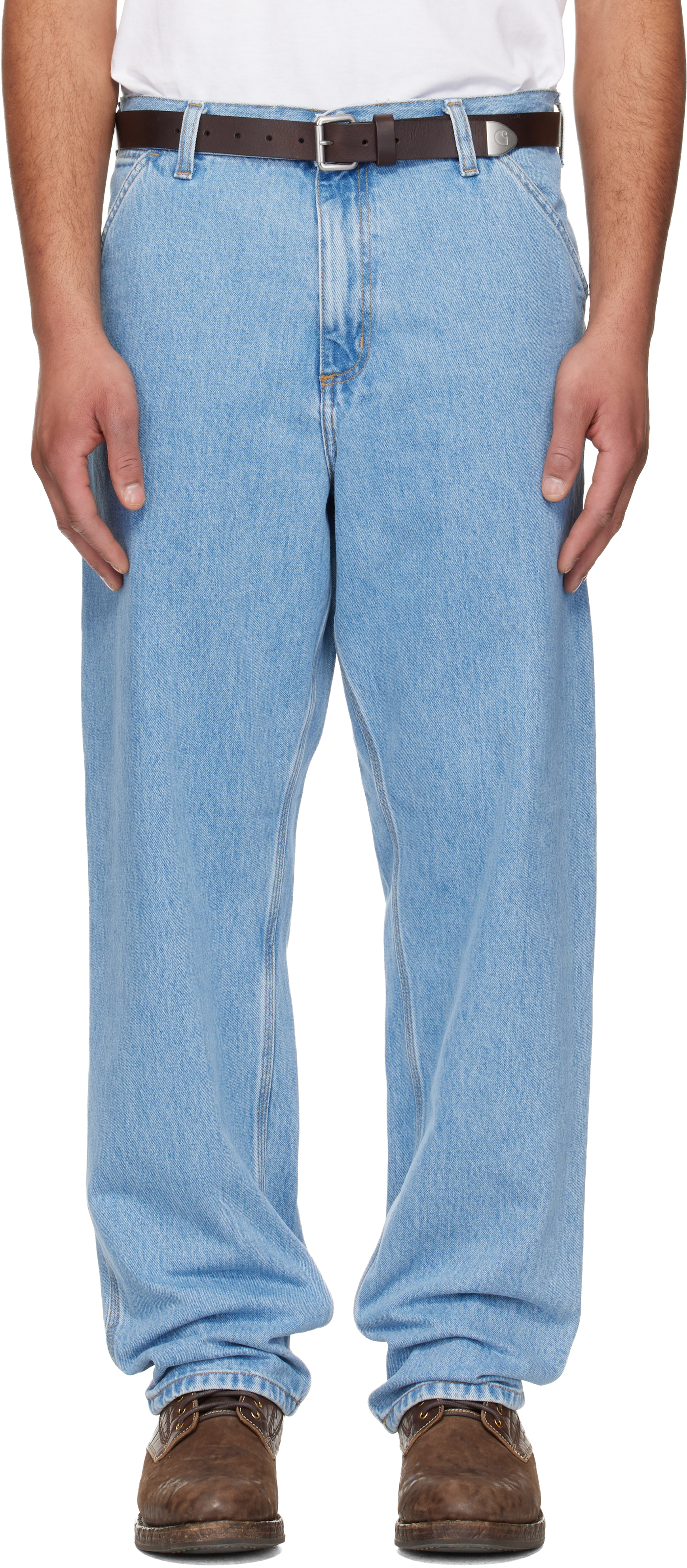 Blue Single Knee Jeans