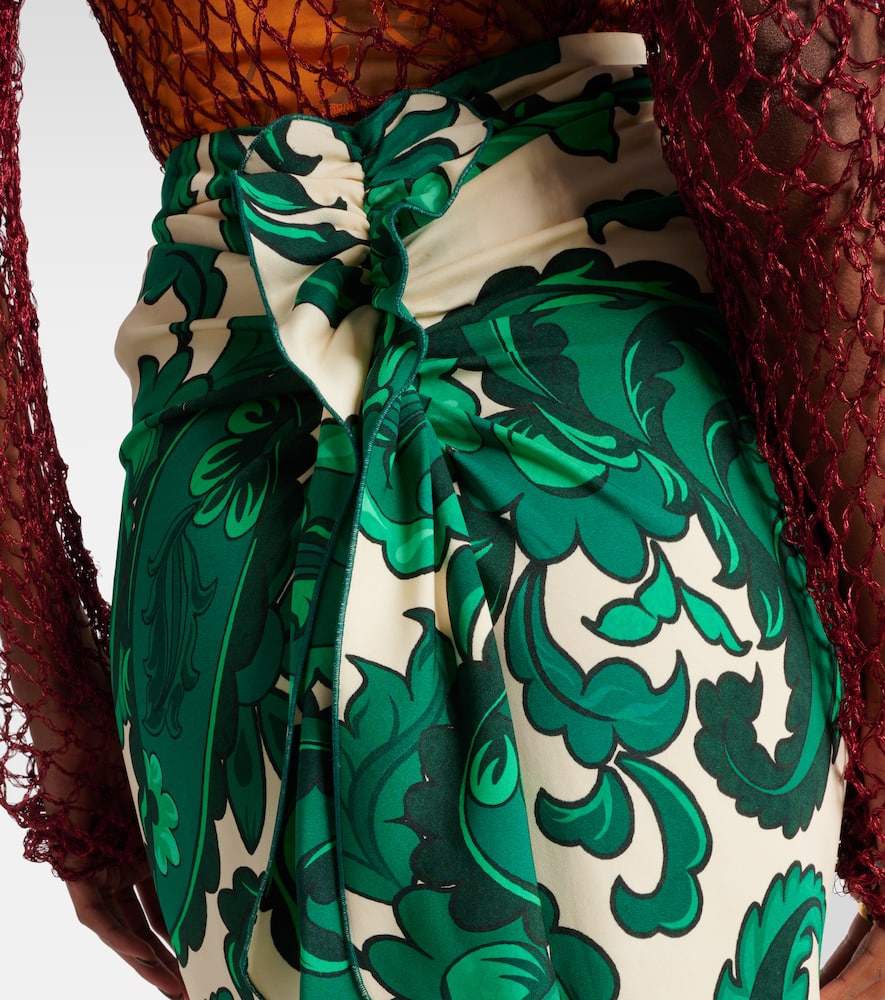 Paisley ruffled midi skirt