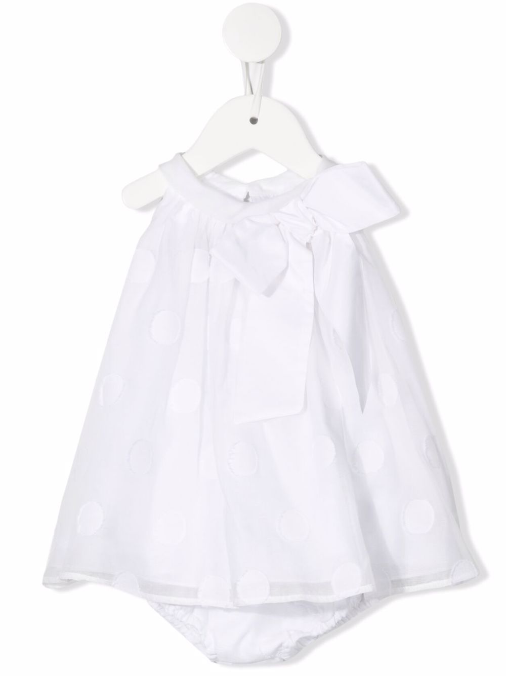 Polka-dot bow-detail dress - White