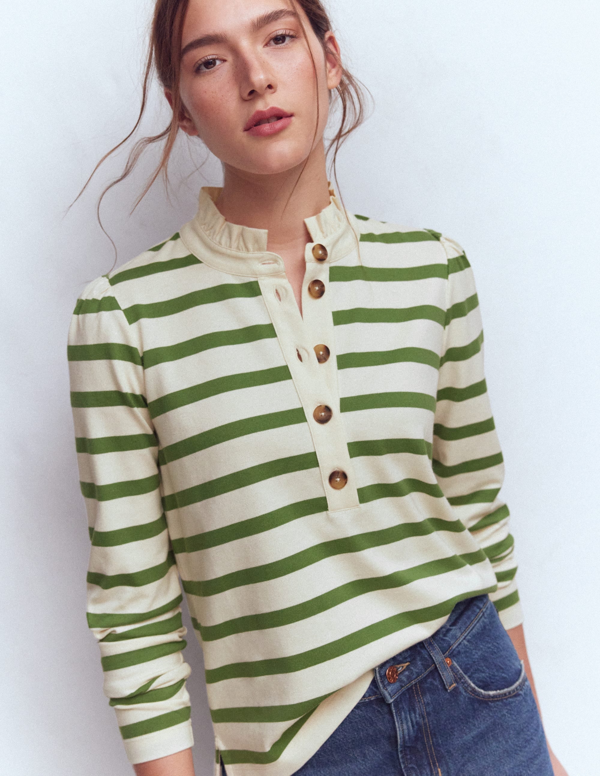 Women's Ruffle Collar Mariner in Green | Size 0