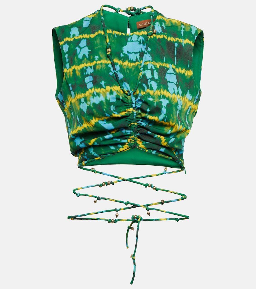 Ayana printed ruched crop top
