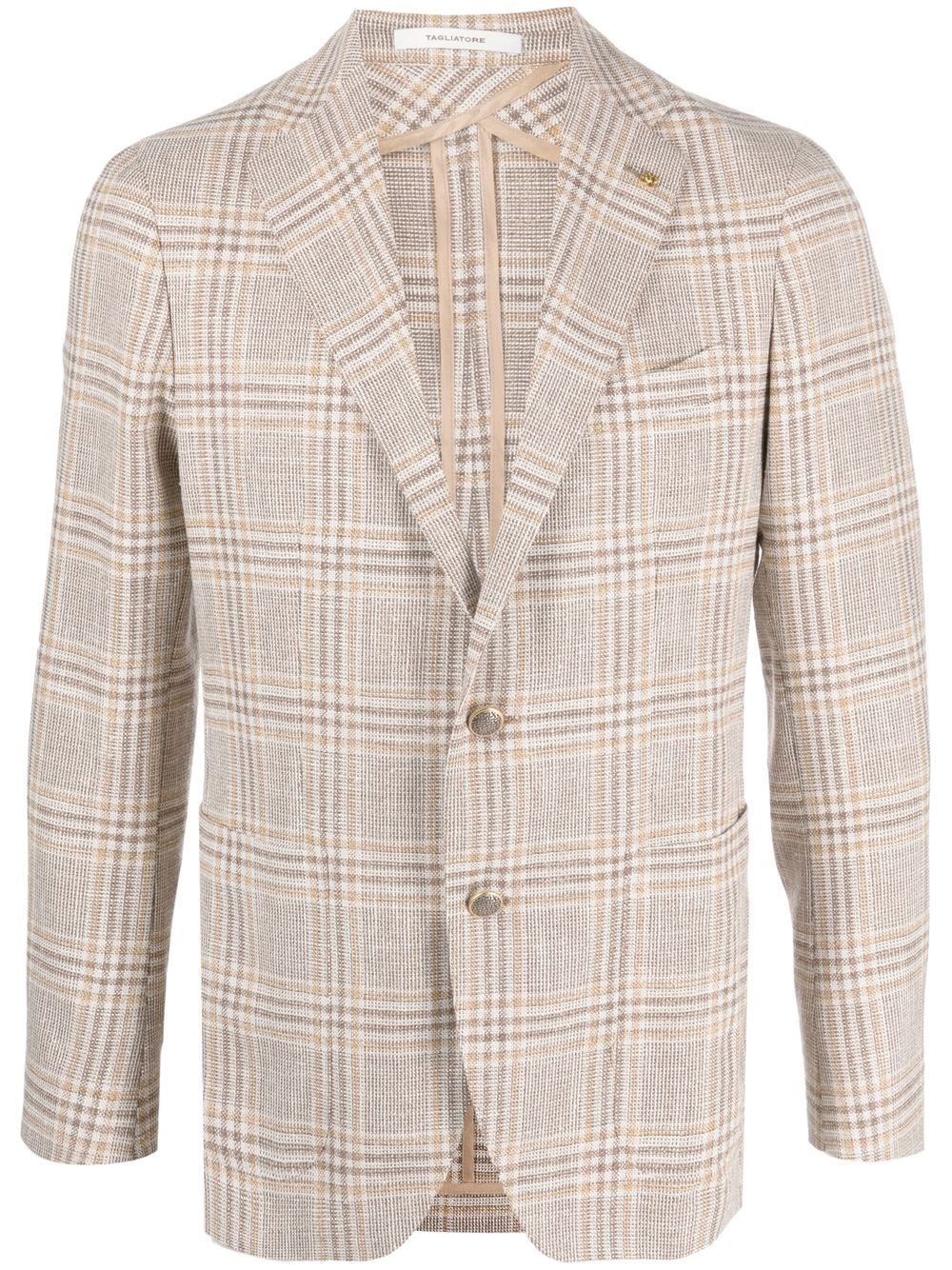 Plaid-check print blazer - Neutrals