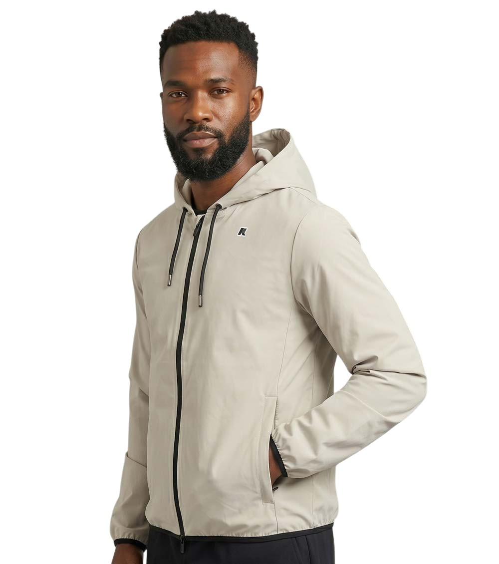 Beige Zip-Up Hoodie