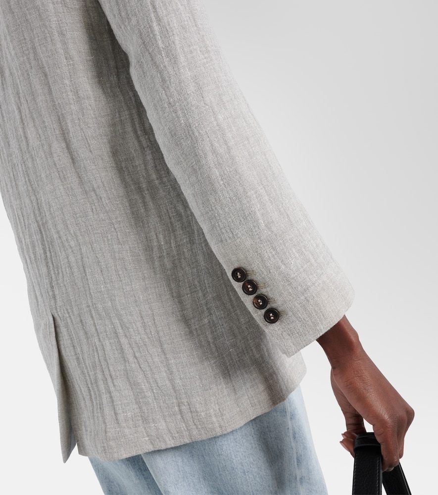 Oversized V-neck linen-blend blazer