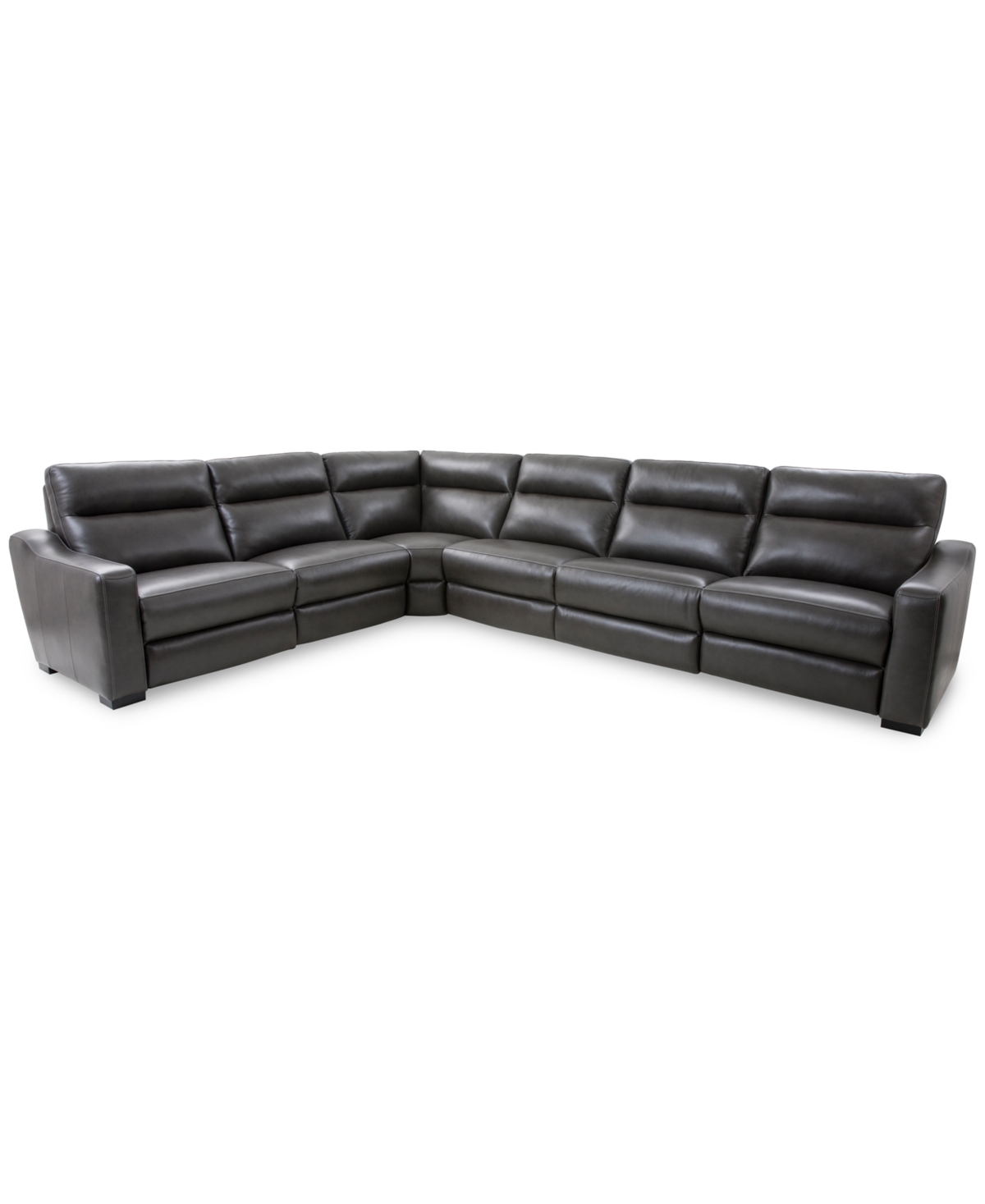 Gabrine 6-Pc. Leather Sectional with 3 Power Headrests, Created for Charcoal