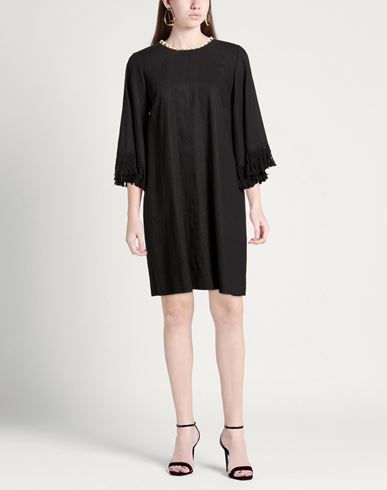 Woman Mini dress Black Size S Linen, Viscose