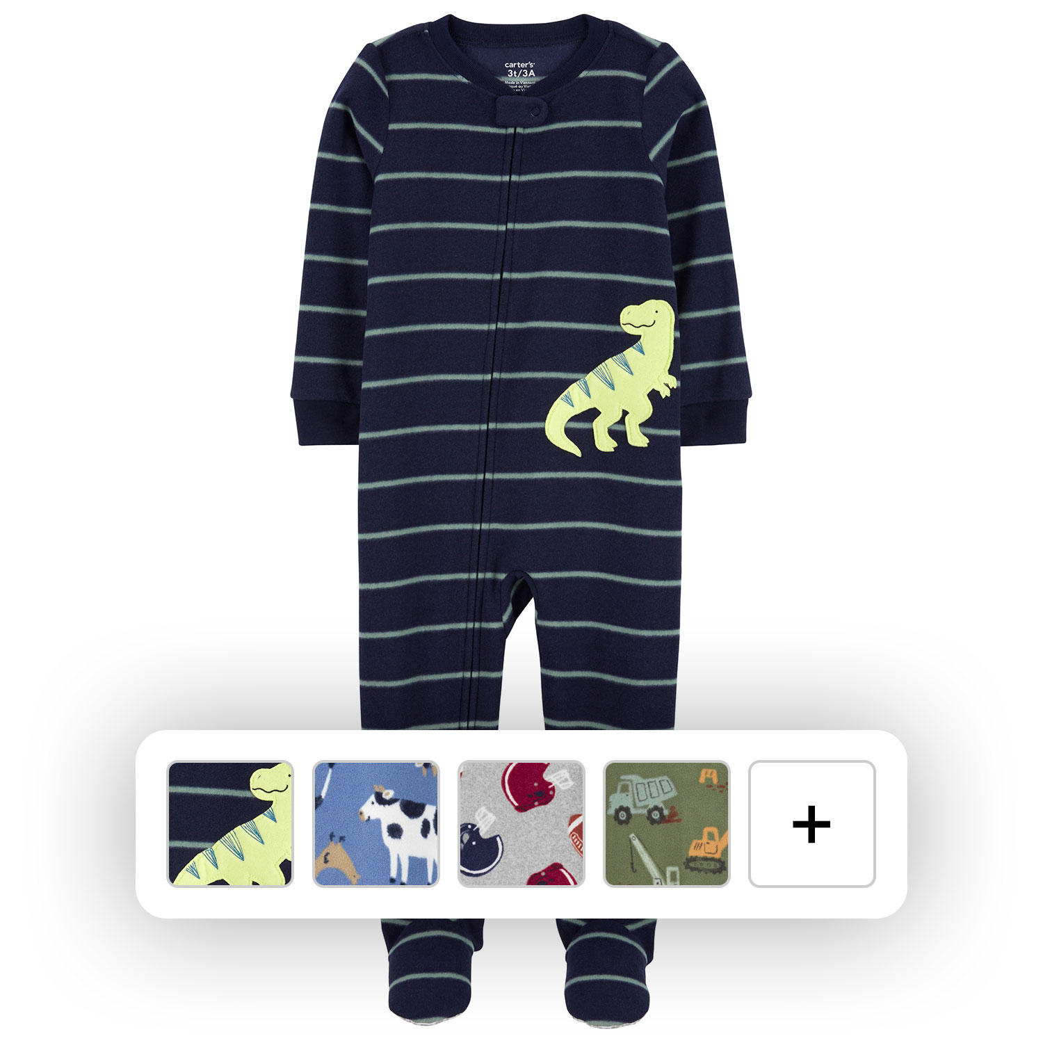 Carters Boys Footie Pajamas Navy Blue Dino 9M:- Navy Blue Dino