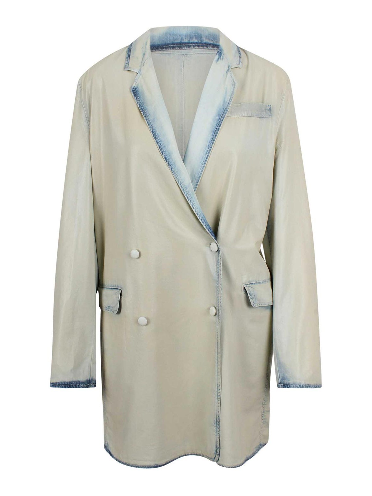 Flowing denim blazer with an X-ray effect