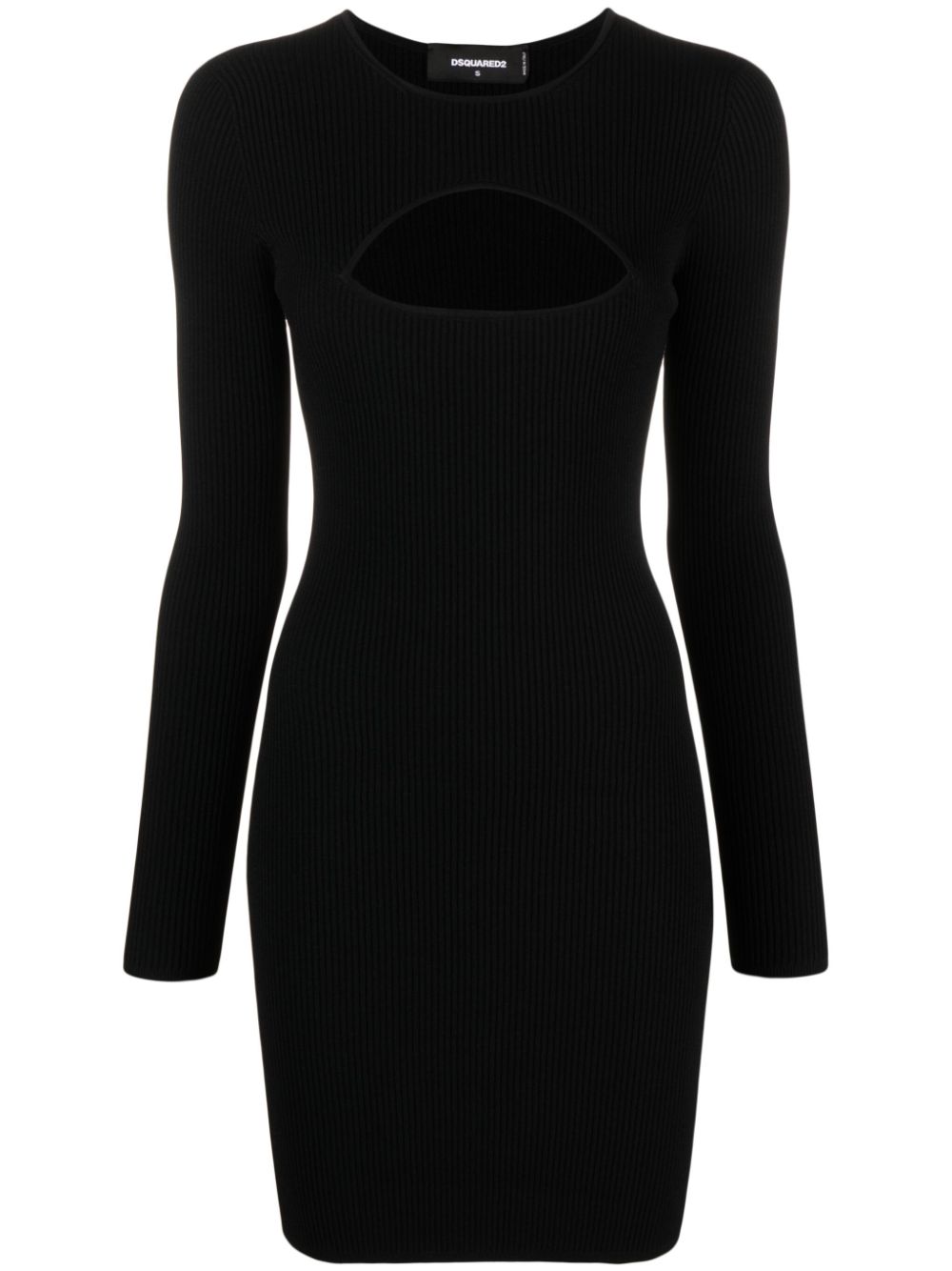 Cut-out detail long-sleeve minidress - Black