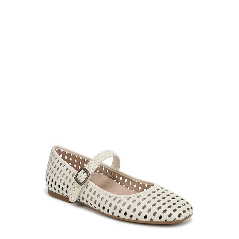 Women's Alameda Woven Mary Jane Flat Shoes (Ivory Woven Leather)