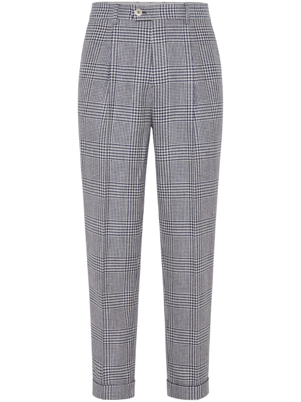 Check-pattern tapered trousers - Blue
