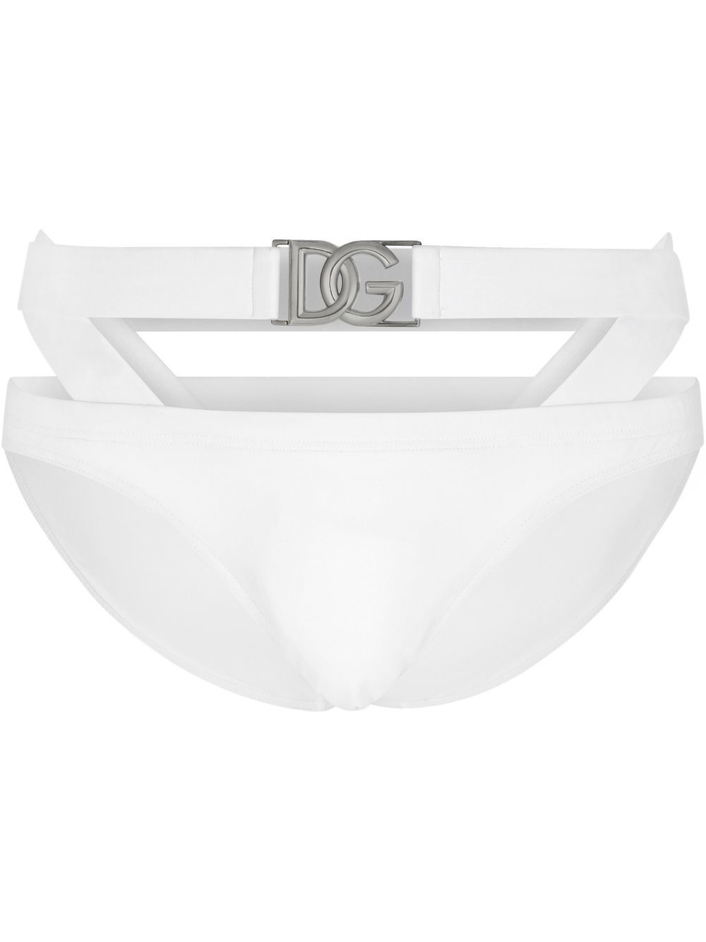 High-cut logo-plaque swim trunks - White