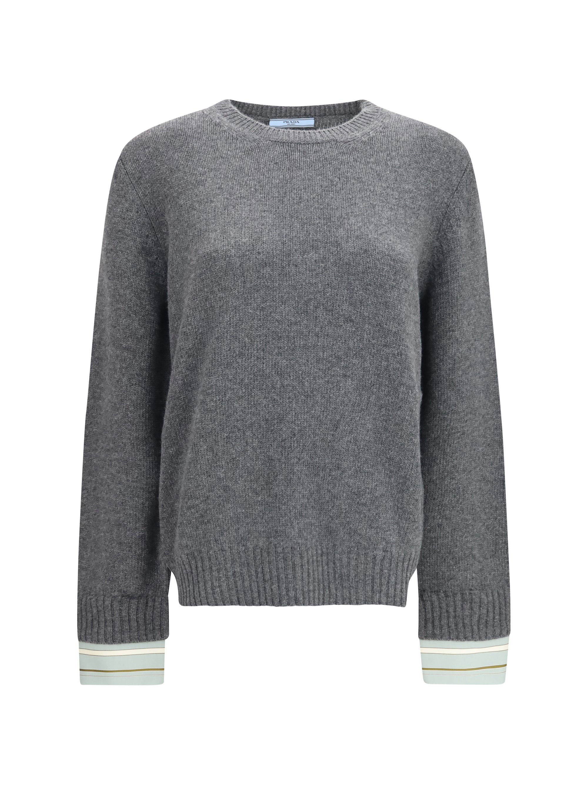 Layered-Cuff Wool Sweater — Gray