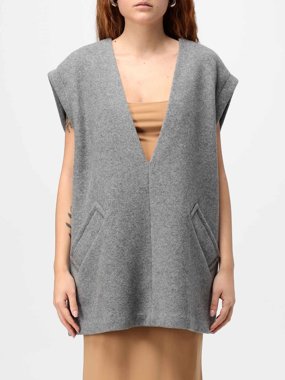 Mélange-effect felted vest - Grey