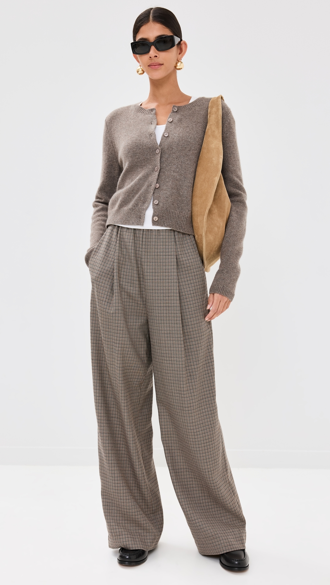 Clara Cashmere Crew Cardigan Cocoa