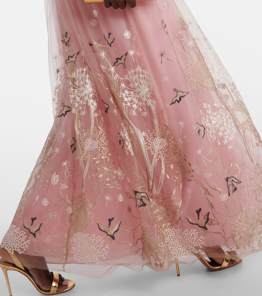 Costarellos Embroidered tulle gown