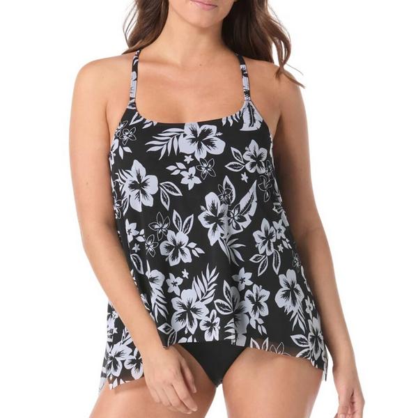 Women's Current Bra Sized Mesh Layer Underwire Swim Tankini Misses 34C Black