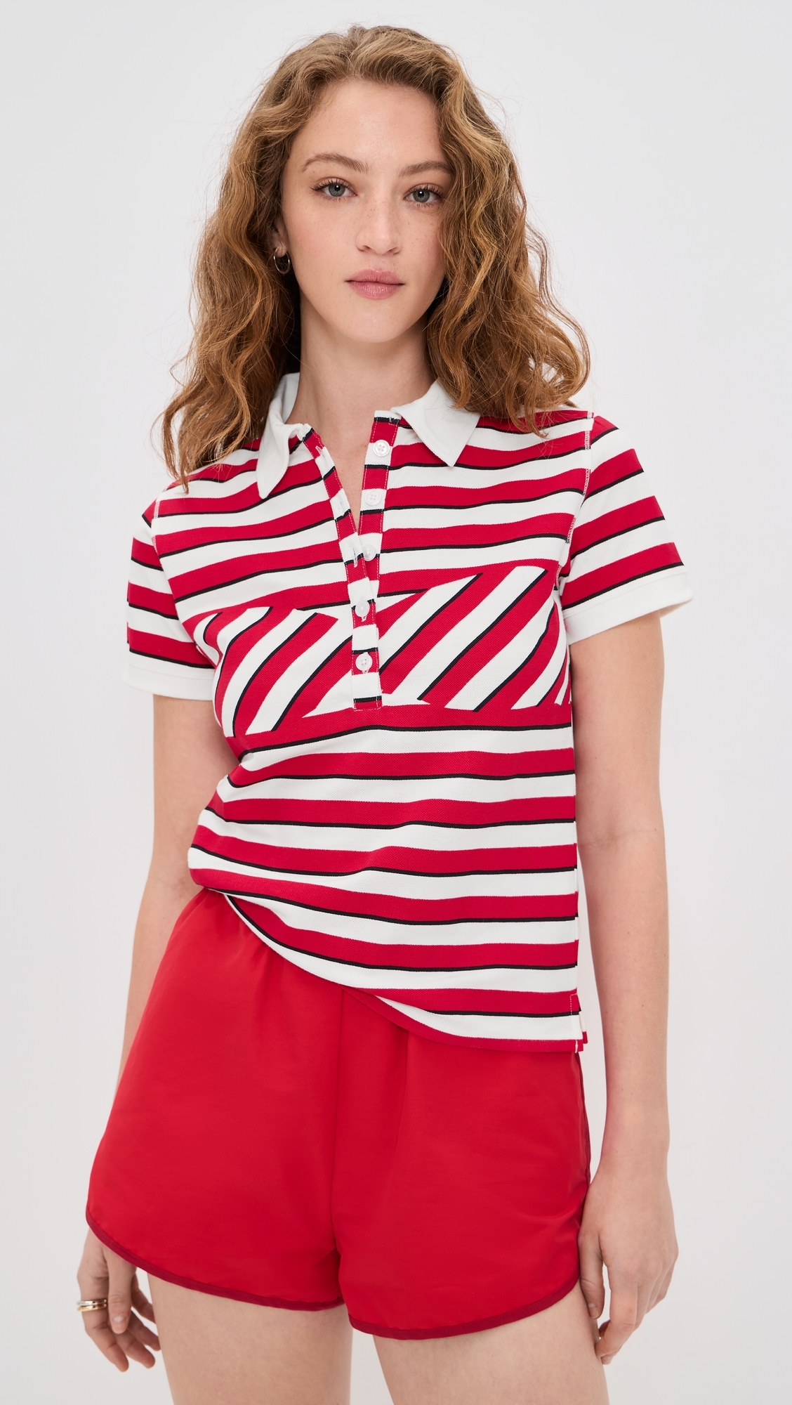 Lou Polo Top Warped Stripe