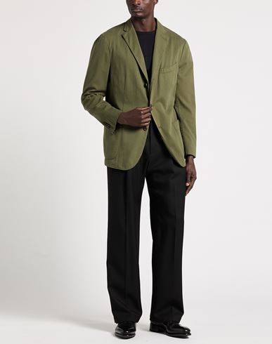 Man Blazer Military green Size 38 Cotton, Elastane