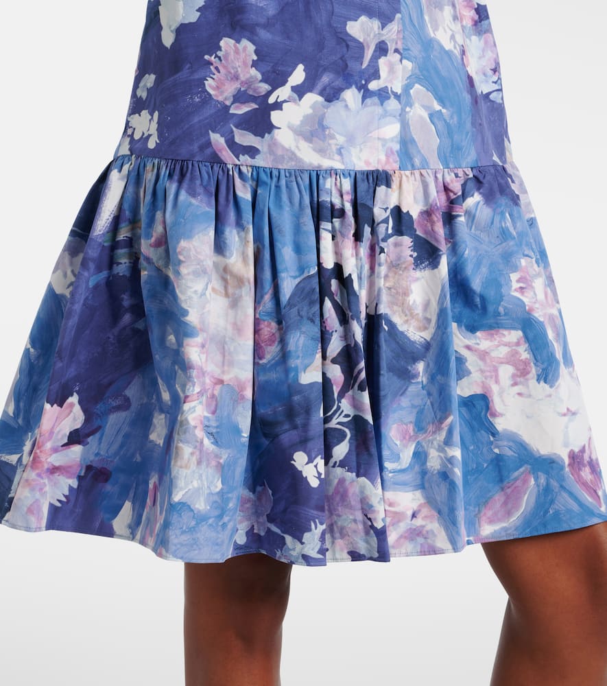 Floral peplum cotton poplin minidress