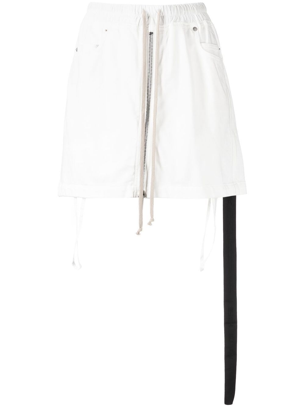 Drawstring denim mini skirt - White