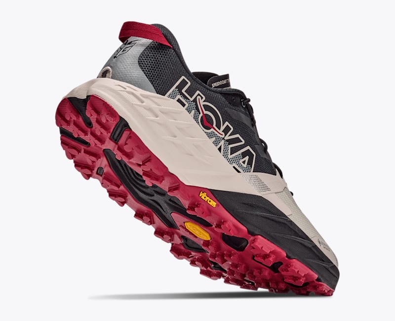 HOKA Men's Speedgoat 7 GTX Shoes in Black/River Rock Grey