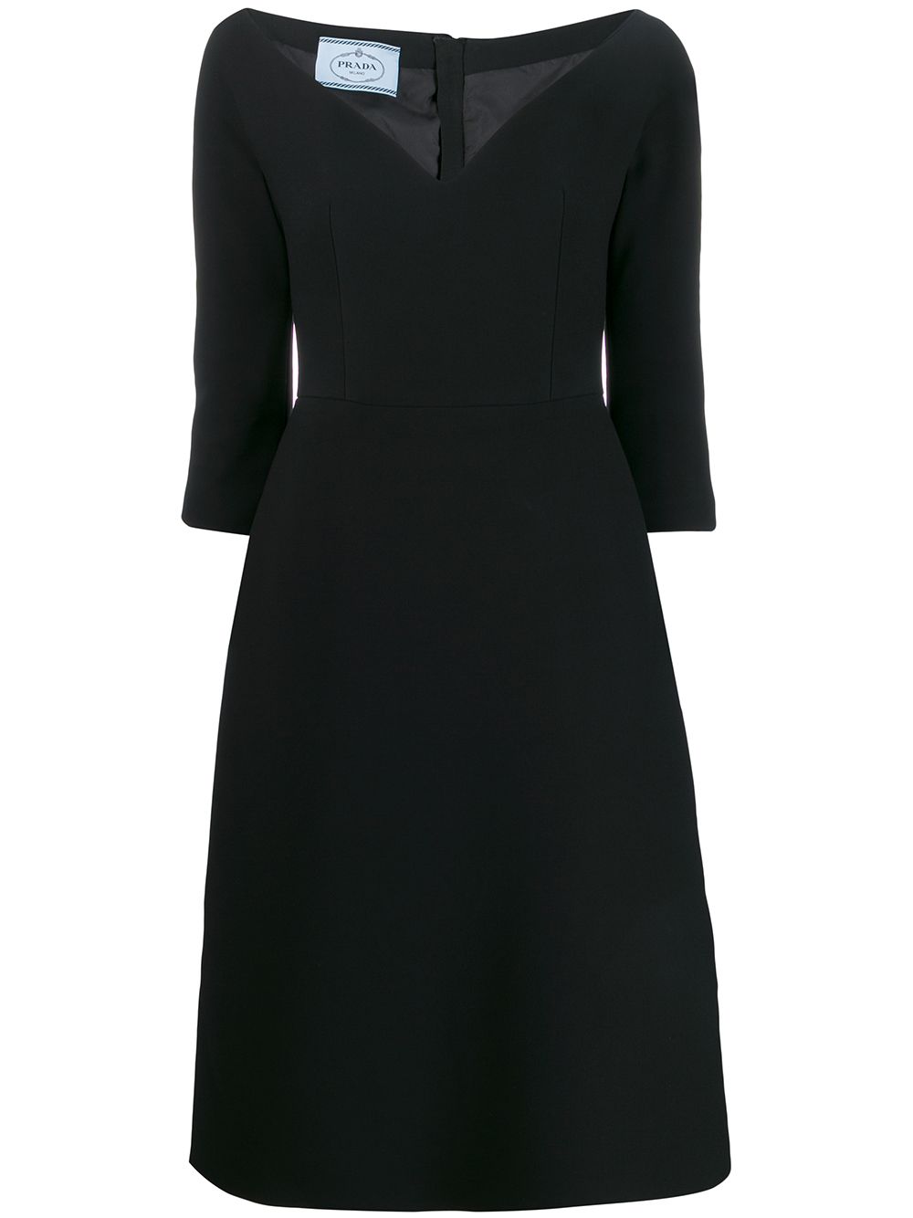 Mid-length v-neck dress - Black