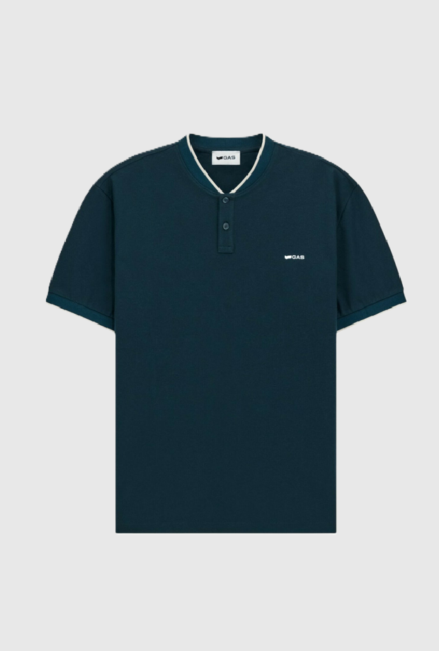 T-shirt with buttons man navy blue