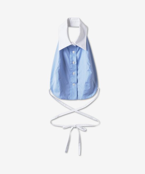 Women's Tuxedo Holder Neck Striped Sleeveless Top