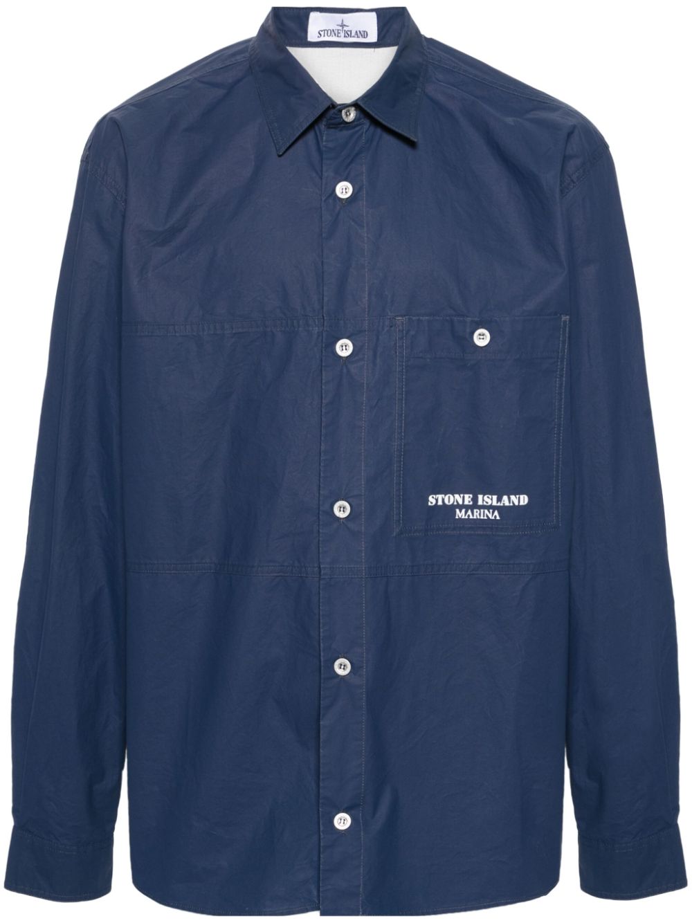 Stripe-detail cotton overshirt - White