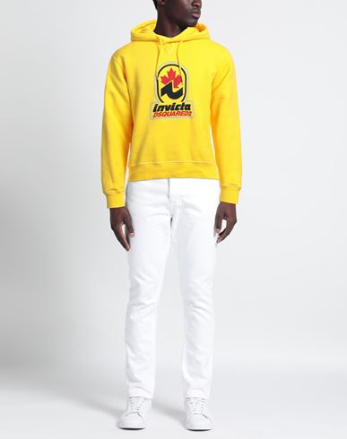 Man Sweatshirt Yellow Size L Cotton, Elastane