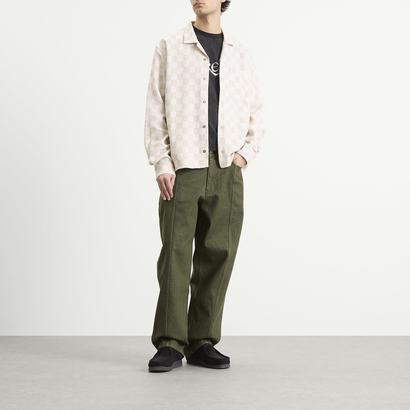 Men's Trellis Revere Shirt Ecru Check