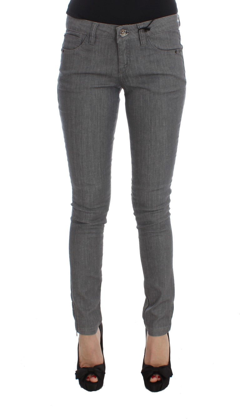 Cotton Blend Slim Fit Jeans — Gray