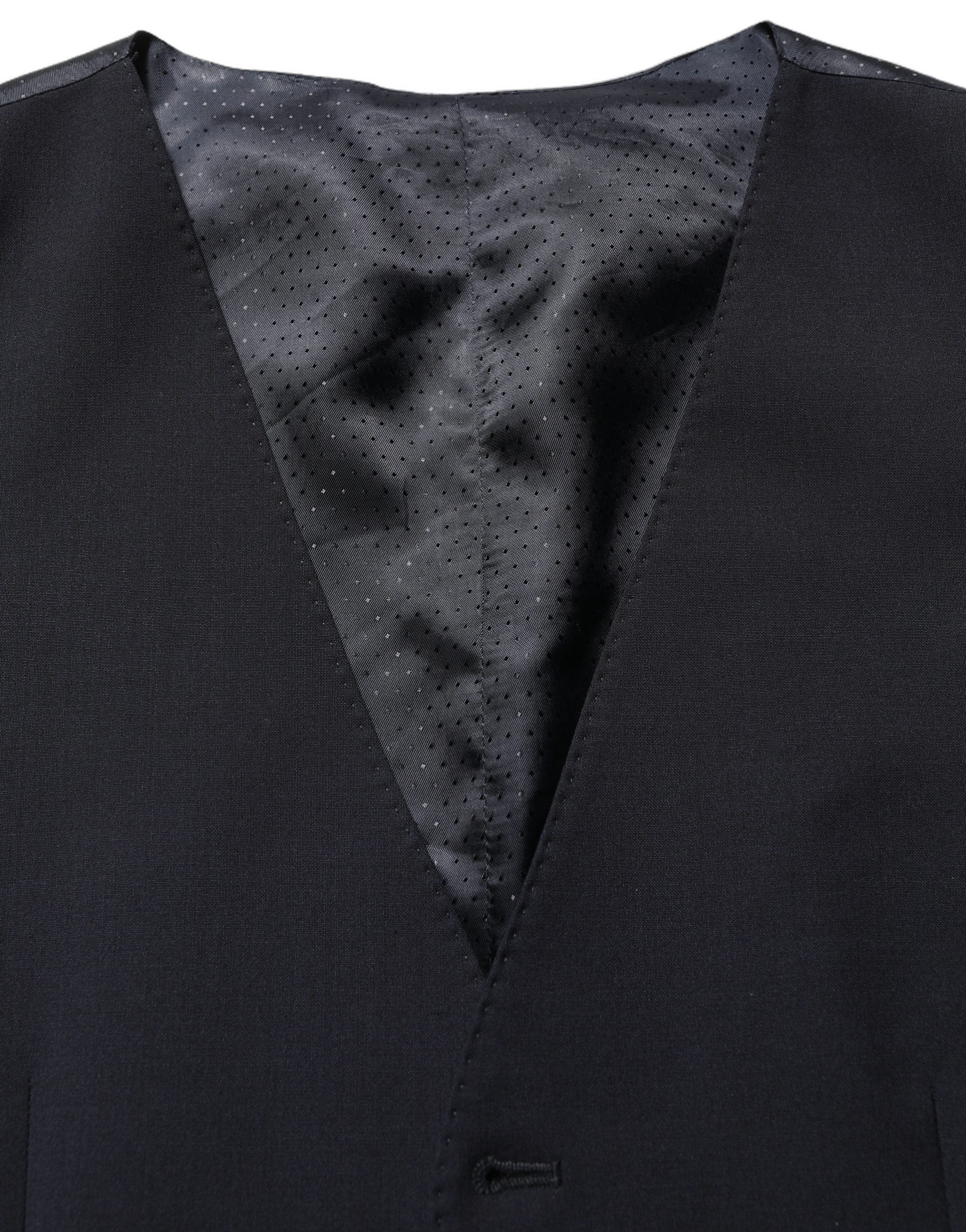 Wool-Blend Single Breasted Vest — Black
